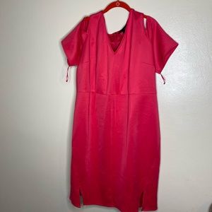 Plus size pink cold shoulder dress
